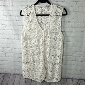 Vintage Thats’s Me white crochet sweater vest Sz M